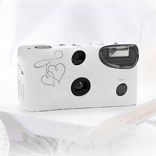 Enchanted Hearts White And Silver Single Use Camera (Pack of 1)-Disposable Cameras-JadeMoghul Inc.