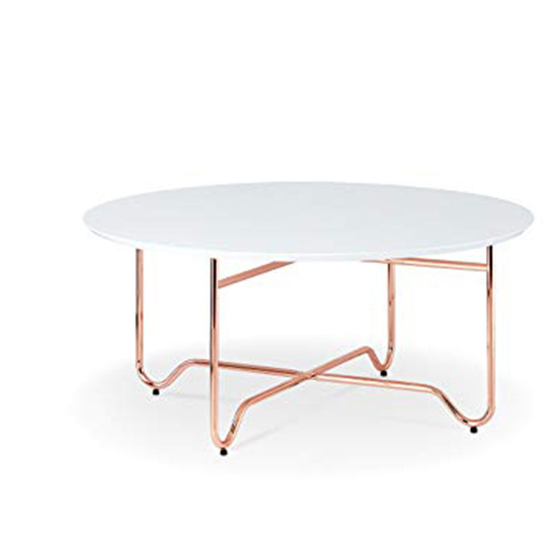 Enchanting Coffee Table, White & Copper-Coffee Tables-White & Copper-MDF Metal-JadeMoghul Inc.