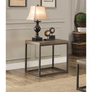 End Table In Metal Frame With Grey Weathered Wood, Grey-End Tables-Gray-Wood & Metal-JadeMoghul Inc.