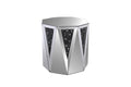 End Table With Octagonal Mirrored Top, Clear And Black-Side & End Tables-Clear-Mirror, Glass and Wood-JadeMoghul Inc.