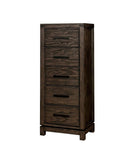 End Tables Rustic Style Solid Wood Swivel Chest with Drawers, Brown Benzara