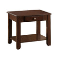 End Tables Solid Wooden End Table With Bottom Shelf & Drawer, Cherry Brown Benzara