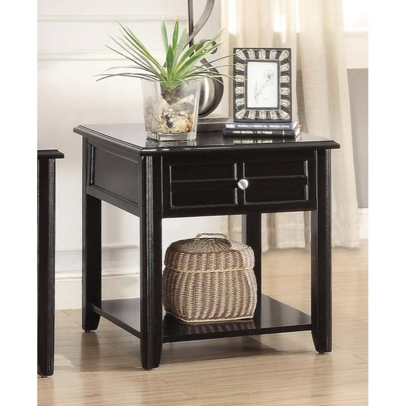 End Tables Solid Wooden End Table With Functional Drawer And Open Bottom Shelf, Espresso Brown Benzara