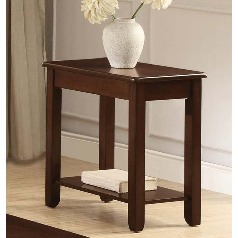 End Tables Solid Wooden Side Table With Bottom Shelf, Cherry Brown Benzara