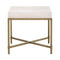 End Tables Square Top End Table With Brushed Gold Metal Base, White Benzara