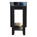 Wood Wedged Chair Side Table With a Bottom Shelf, Black