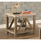 Wooden End Table With Marble Top And Slated Bottom Shelf, Gold Brown