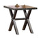 Wooden End Table with Metal X Shape Legs, Cherry Brown