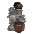 Engaging Water Fountain decor - Benzara-Indoor Fountains-Brown and Gray-Resin-JadeMoghul Inc.