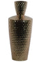Engraved Diamond Pattern Ceramic Vase With Trumpet Neck, Large, Gold-Vases-Gold-Ceramic-JadeMoghul Inc.