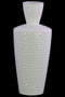 Engraved Diamond Pattern Ceramic Vase With Trumpet Neck, Large, White-Vases-White-Ceramic-JadeMoghul Inc.