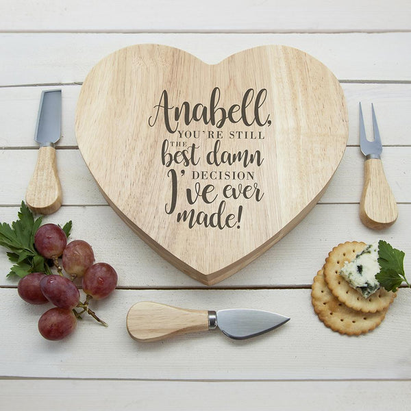 Cheese Board Ideas Engraved Valentine's Best Damn Decision Heart Cheese Board