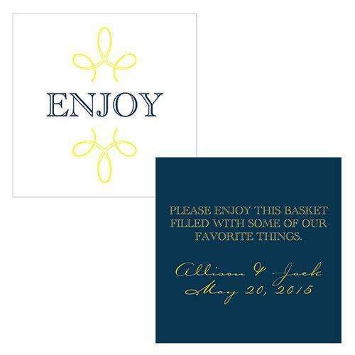 "Enjoy" "Thank you" Square Tag Navy Blue (Pack of 1)-Wedding Favor Stationery-Watermelon-JadeMoghul Inc.