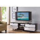 Entertainment Centers and Tv Stands Sophisticatedly Designed TV Stand With Four Drawers, Dark Brown and White Benzara