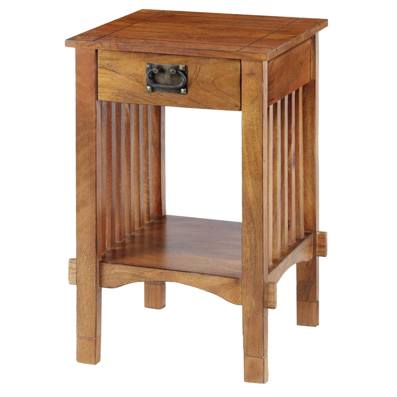 Entertainment Centers and Tv Stands Spacious Mango Wood Nightstand with Slatted Side Panels, Brown Benzara