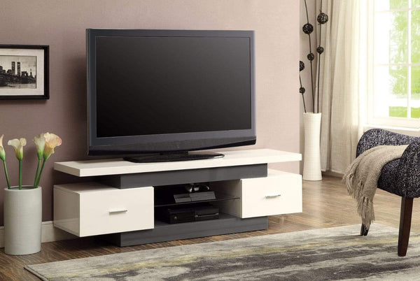 Entertainment Centers and Tv Stands Stylish TV Stand, White & Gray Benzara