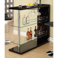 Enticing Rectangular Bar Unit with 2 Shelves and Wine Holder, Black-Wine Racks-Black-GLASS-Black-JadeMoghul Inc.