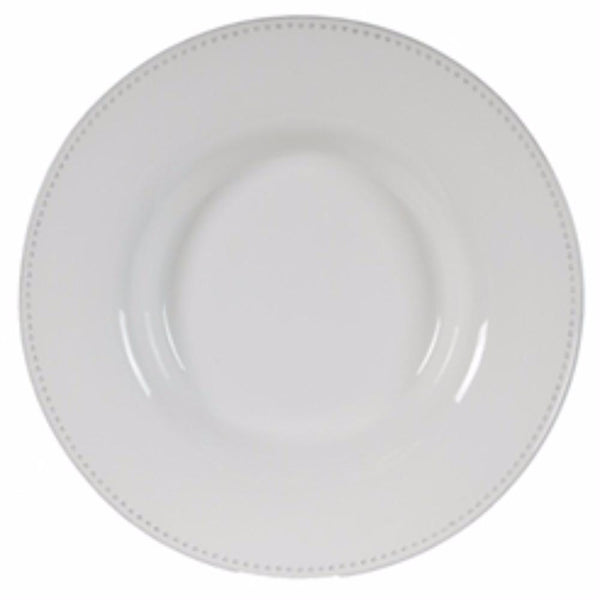 Enticing Round decorative Porcelain Plate, White-Decorative Plates-White-PORCELAIN-JadeMoghul Inc.
