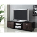 Enticing Wooden tv console with 2 Shelves, Black and Brown-Entertainment Centers and Tv Stands-Black and Brown-GLASS-JadeMoghul Inc.