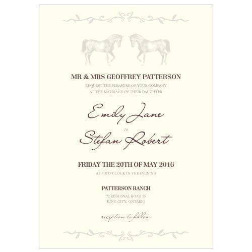 Equestrian Love Invitation Vintage Pink (Pack of 1)-Invitations & Stationery Essentials-Black-JadeMoghul Inc.