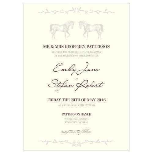 Equestrian Love Invitation Vintage Pink (Pack of 1)-Invitations & Stationery Essentials-Chocolate Brown-JadeMoghul Inc.