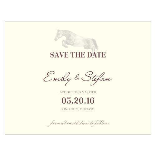 Equestrian Love Save The Date Card Vintage Pink (Pack of 1)-Weddingstar-Plum-JadeMoghul Inc.