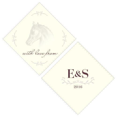 Equestrian Love Square Tag Vintage Pink (Pack of 1)-Wedding Favor Stationery-Black-JadeMoghul Inc.