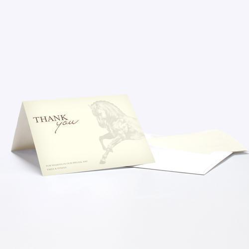 Equestrian Love Thank You Card Vintage Pink (Pack of 1)-Weddingstar-Chocolate Brown-JadeMoghul Inc.