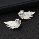 ES101 Women's Angel Wings Stud Earrings Inlaid Crystal Alloy Ear Jewelry Party Earring Gothic Feather Brincos Fashion 2017-Silver-JadeMoghul Inc.