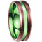 Tungsten Rings Espresso Green Tungsten Carbide Center Groove Ring