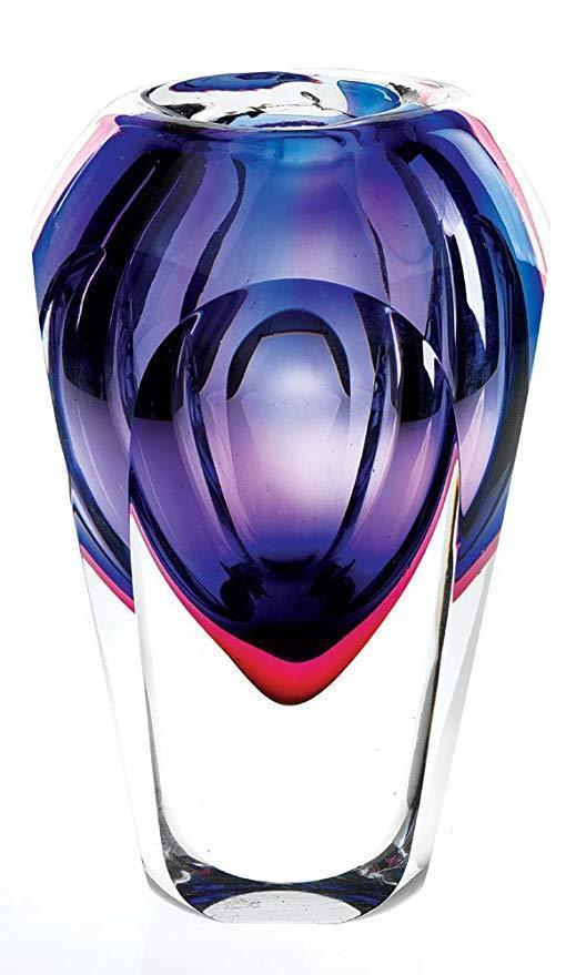 Home Decor - Essence Murano Style Art Glass Violet 9 Inch Vase