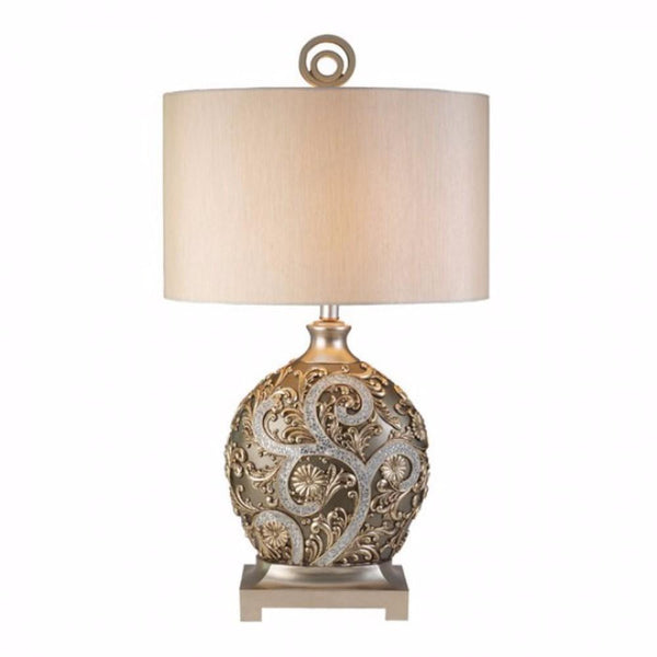 Estelle Traditional Style Table Lamp,Champagne Silver-Table Lamps-Champagne Silver-Polyresin-JadeMoghul Inc.