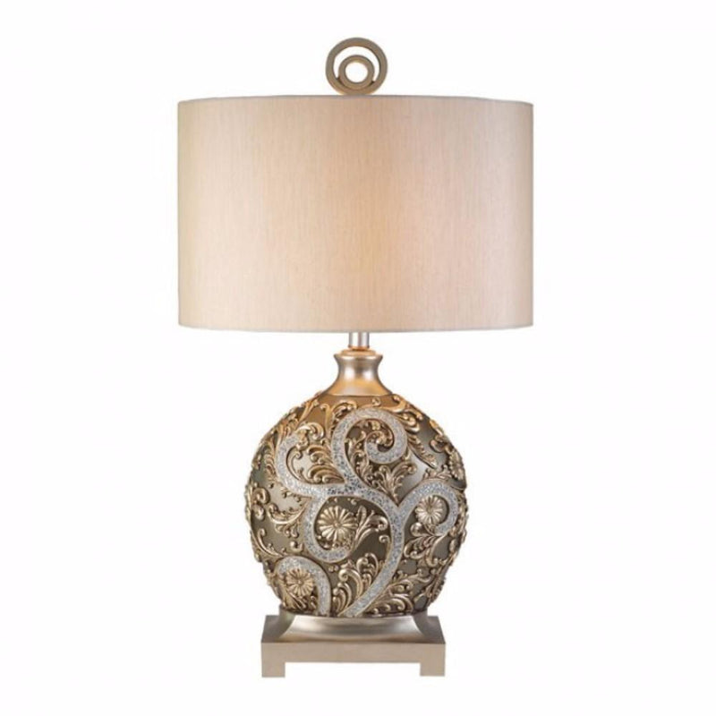 Estelle Traditional Style Table Lamp,Champagne Silver-Table Lamps-Champagne Silver-Polyresin-JadeMoghul Inc.