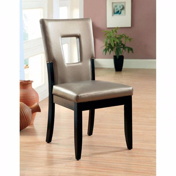 Evant I Contemporary Side Chair, Black Finish, Set Of 2-Armchairs and Accent Chairs-Black & champagne-Leatherette Solid Wood Wood Veneer & Others-JadeMoghul Inc.