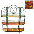 Excellent 3Tiers Metal Planter Stand With Mosaic Pattern, Red-Plant Stands and Telephone Tables-Red-Mosaic/Metal-JadeMoghul Inc.