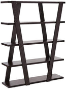Exceptional Bookcase with Inverted Supports and Open Shelves, Brown-Book Cases-BROWN-PARTICLE BOARD-JadeMoghul Inc.