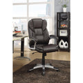 Executive High-Back Leather Chair, Dark Brown-Armchairs and Accent Chairs-DARK BROWN-MESH FABRIC-JadeMoghul Inc.