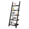 Exhibiting Modern Ladder Bookcase With Five Shelves, Black-Utility Shelves-Black-Wood-JadeMoghul Inc.