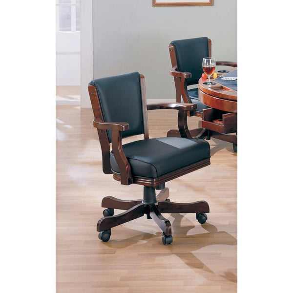 Expedient Upholstered Arm Game Chair, Green And Brown-Armchairs and Accent Chairs-Green And Brown-WOOD SOLIDS-Oak-JadeMoghul Inc.