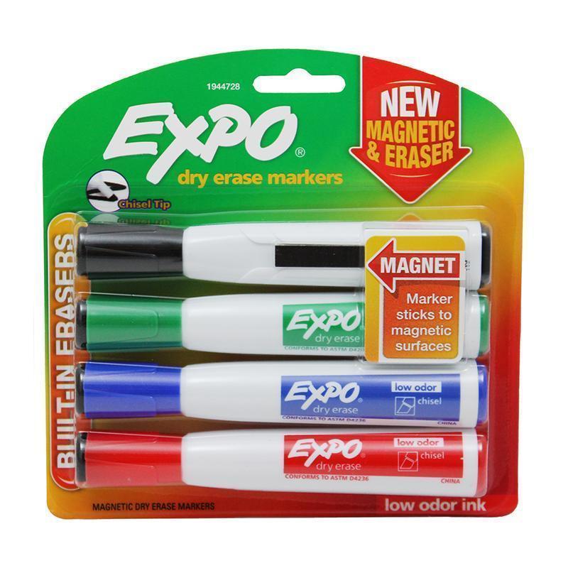 Expo Chisel 4 Ct W-eraser Asst-Supplies-JadeMoghul Inc.