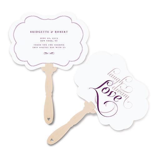 Expressions Personalized Hand Fan Vintage Pink Text With White Background (Pack of 1)-Wedding Parasols Umbrellas & Fans-Purple Text With White Background-JadeMoghul Inc.