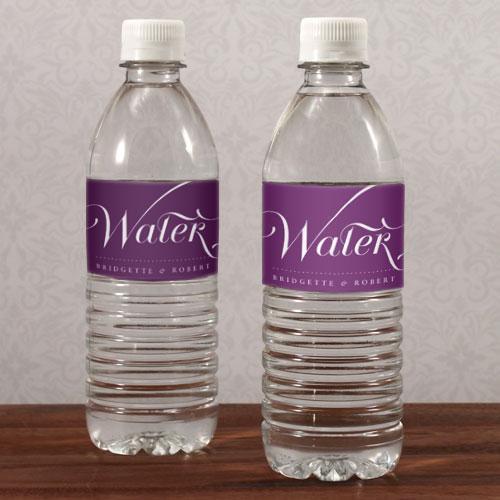 Expressions Water Bottle Label Vintage Pink Text With White Background (Pack of 1)-Wedding Ceremony Stationery-Purple Text With White Background-JadeMoghul Inc.