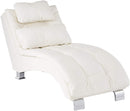 Exuberant White Chaise With Sturdy Chrome Legs-Indoor Chaise Lounge Chairs-WHITE-VINYL-JadeMoghul Inc.