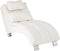 Exuberant White Chaise With Sturdy Chrome Legs-Indoor Chaise Lounge Chairs-WHITE-VINYL-JadeMoghul Inc.