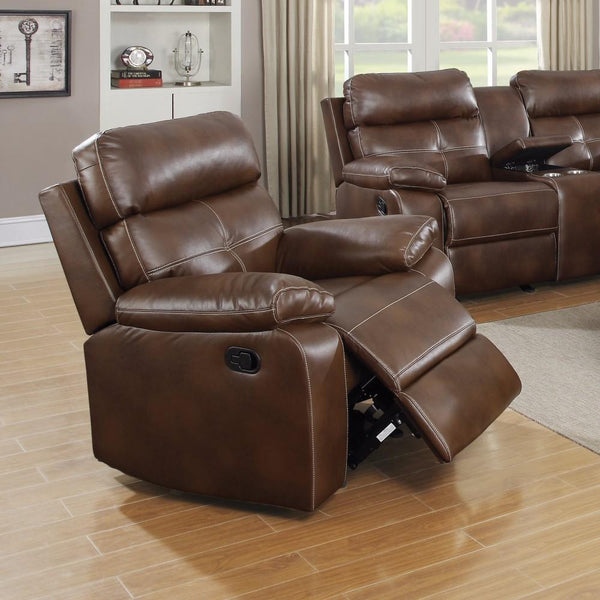 Exuberantly Designed Brown Leatherette Recliner-Recliner Chairs-BROWN-JadeMoghul Inc.