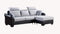 Fabric and Leatherette Upholstered Wooden Sectional Sofa Set, Gray and Black-Sofas Sectionals & Loveseats-Gray, Black-Wood, Polyester Fabric, Faux Leather-JadeMoghul Inc.