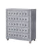 Fabric and Solid Wood Chest With Button Tufted Front, Gray-Cabinet and Storage chests-Gray-Fabric/Solid Wood-JadeMoghul Inc.