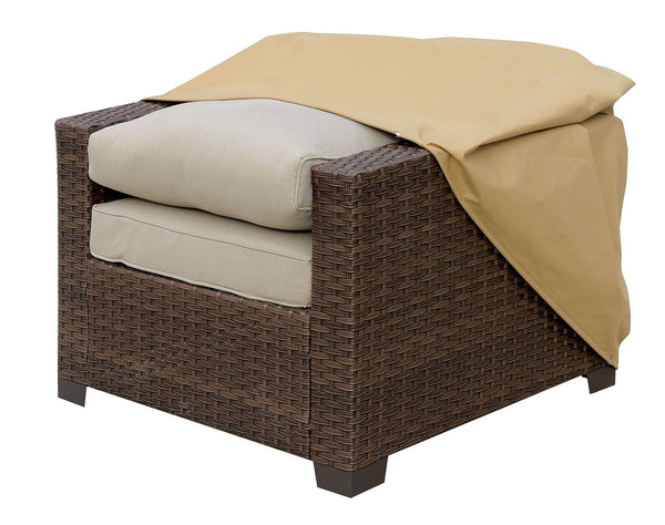 Fabric Dust Cover for Outdoor Chairs, Medium, Light Brown-Chairs-Brown-Fabric-JadeMoghul Inc.