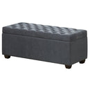 Fabric Lift-Up Storage Bench With a Tufted Seat, Dark Gray-Storage Benches-Gray-Bi-Cast Vinyl-JadeMoghul Inc.