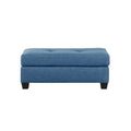 Fabric Tufted Ottoman With Tapered Feet , Blue-Ottoman-Blue-Fabric-JadeMoghul Inc.